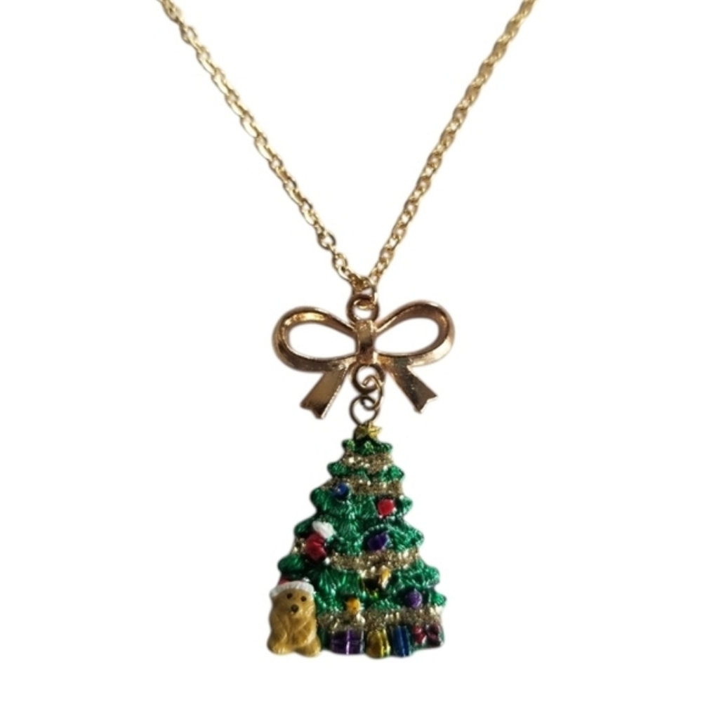 Handcrafted Christmas Tree Pendant Necklace
